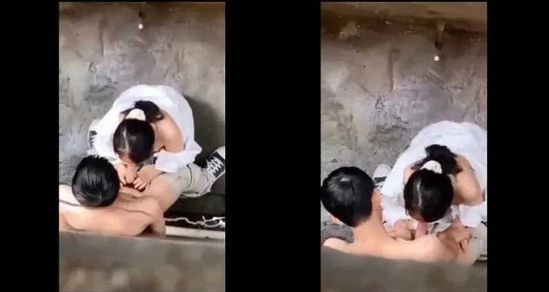 Quay lén em em học sinh bj cho ghệ trong hẻm
